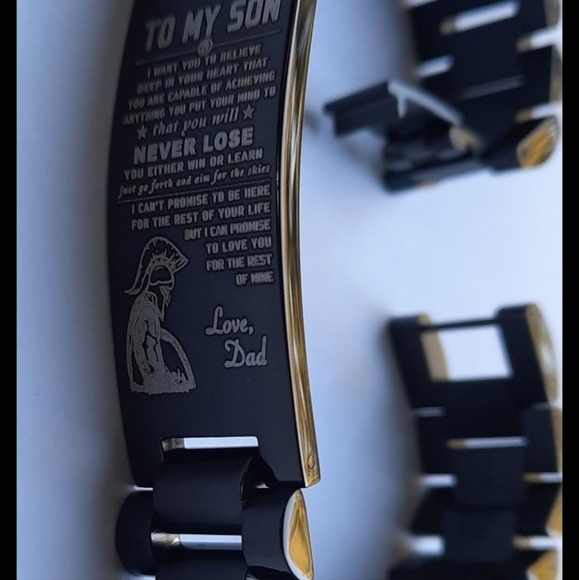 Black Stainless Steel link 'Gift to Son' Bracelet - Picture 8 of 12
